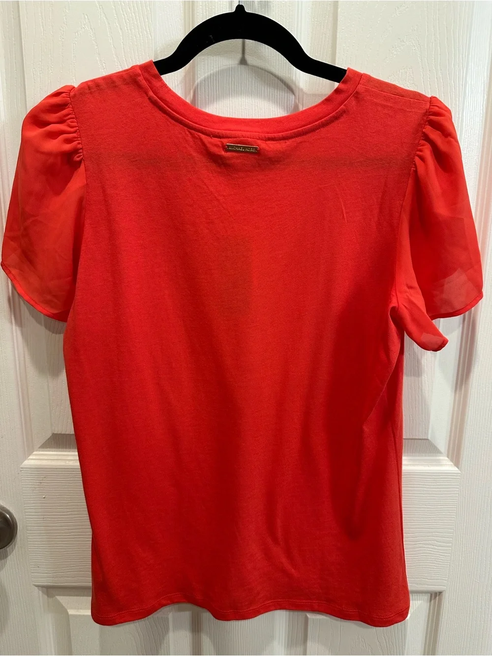 Michael Kors Coral Red Flutter Sleeve Tee